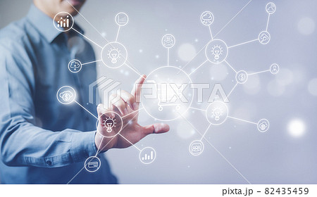 Businessman touchscreen on the graph Screen Icon of a media screen, Technology Process System Business with Communication and marketing concept, Team success, HR Human, Business success Businessman touchscreen on the graph Screen Icon of a media screen, Technology Process System Business with Communication and marketing concept, Team success, HR Human, Business success 82435459