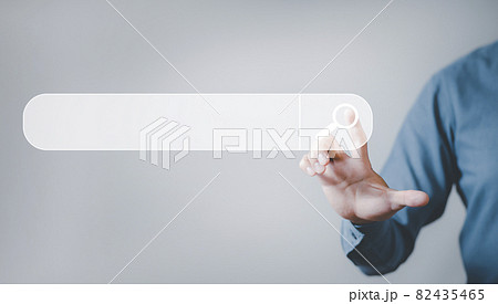 Searching Browsing Internet Data Information with blank search bar. man's hands are using a computer keyboard to Searching for information. Using Search Console with your website. 82435465