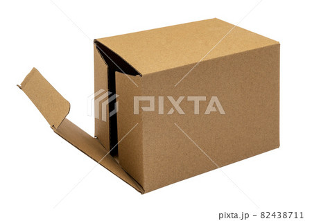Brown cardboard box with open lid Brown cardboard box with open lid 82438711
