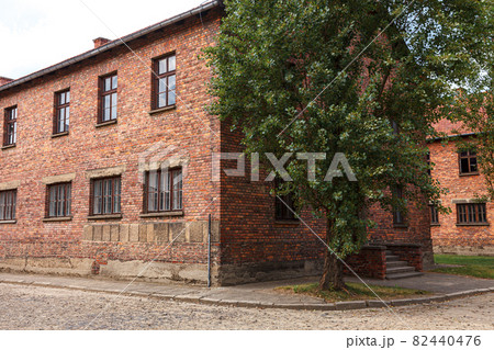 Auschwitz-Birkenau nazi concentration camp museum in Poland. Auschwitz Oswiecim jewish prison in occupied Poland during second world war and Holocaust. Auschwitz-Birkenau nazi concentration camp museum in Poland. Auschwitz Oswiecim jewish prison in occupied Poland during second world war and Holocaust. 82440476