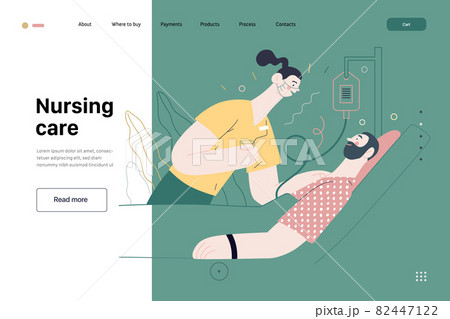 Nursing care - medical insurance illustration. Modern flat vector Nursing care - medical insurance illustration. Modern flat vector 82447122