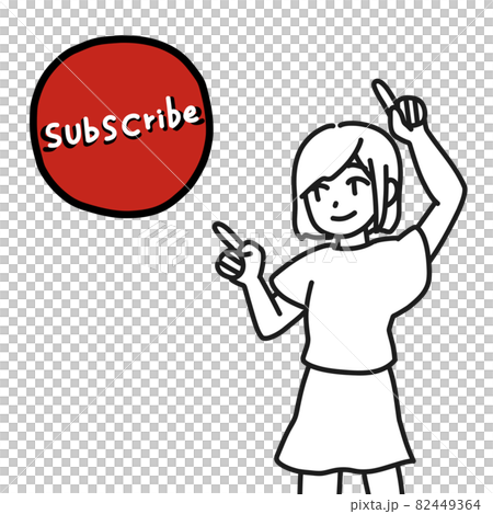 Woman requesting subscription registration (line drawing) 82449364