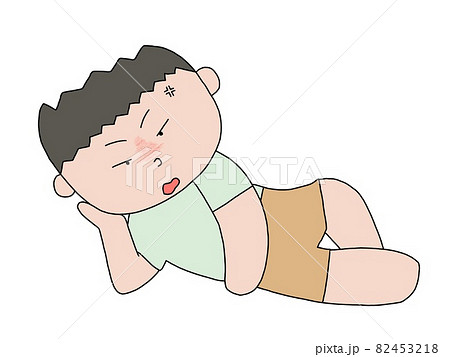 横寝姿 怒りのイラスト素材