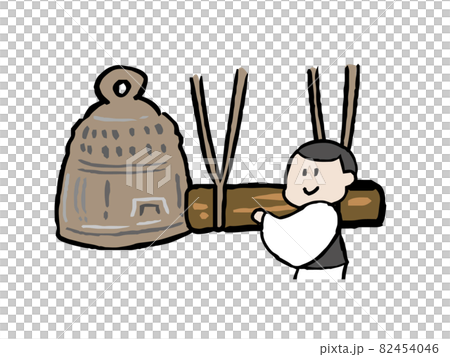 Illustration of a monk ringing the joya no kane 82454046