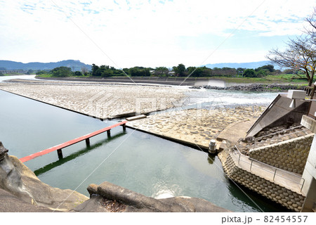 山田堰　筑後川　世界かんがい施設遺産　傾斜堰床式石張堰　福岡県朝倉市　 82454557