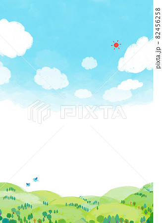 自然風景　街並　山　空　手描き 82456258