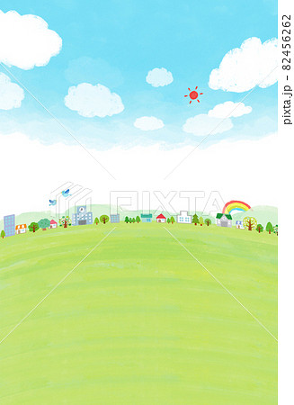 自然風景　街並　山　空　手描き 82456262