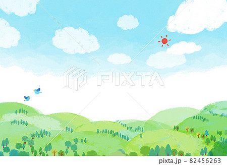 自然風景　街並　山　空　手描き 82456263