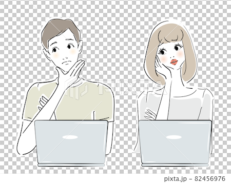 30多歲的男人和女人擔心電腦 30多歲的男人和女人擔心電腦 82456976