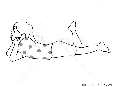 Premium Vector  One continuous line drawing child girl lying
