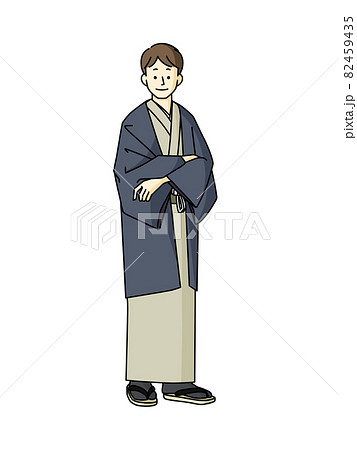 着物姿の男性のイラスト素材