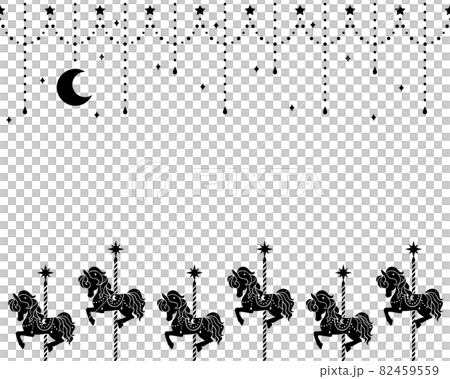 旋轉木馬和月亮剪影框架 82459559