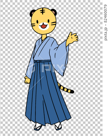 高等身の人型の着物を着たトラのキャラクター 高等身の人型の着物を着たトラのキャラクター 82460079