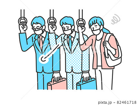 電車通勤するマスクの男女 電車通勤するマスクの男女 82461718