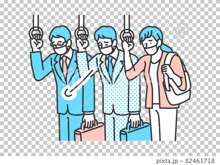 電車通勤するマスクの男女 電車通勤するマスクの男女 82461718