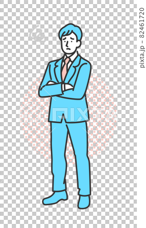 腕組みして困っているスーツ男性全身 82461720