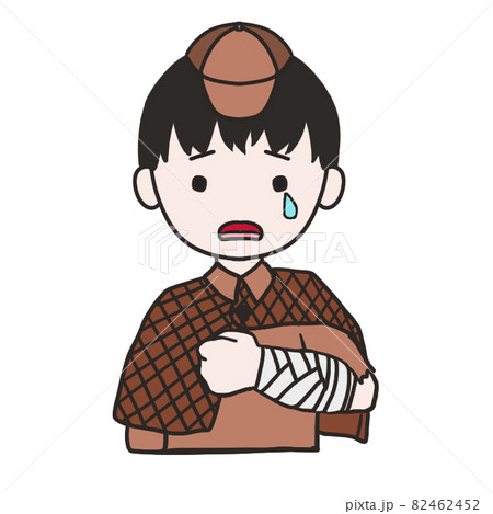 腕を怪我して泣く若い探偵(男1) 腕を怪我して泣く若い探偵(男1) 82462452