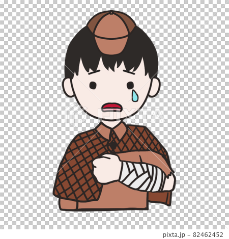Young detective crying with an arm injury (male 1) Young detective crying with an arm injury (male 1) 82462452
