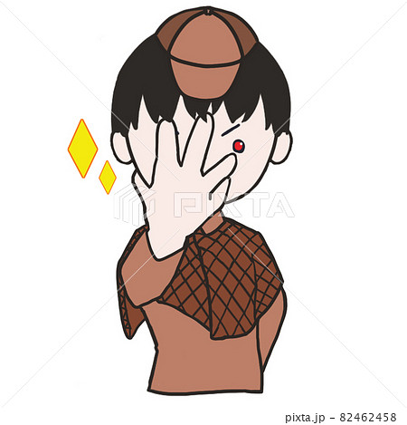 厨二病のポーズを取る若い探偵 男1 のイラスト素材