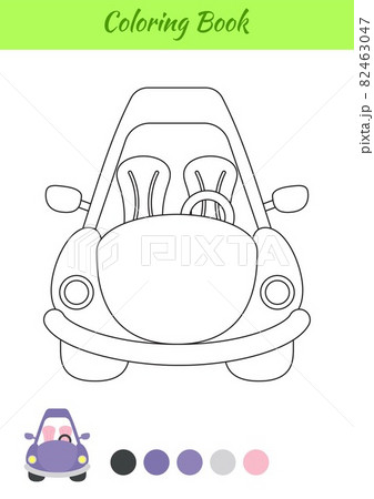Coloring book car for kids. Educational activity page for preschool years kids and toddlers with transport. Printable worksheet. Cartoon colorful vector illustration. 82463047