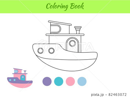 Coloring book boat for children. Educational activity page for preschool years kids and toddlers with transport. Printable worksheet. Cartoon colorful vector illustration. Coloring book boat for children. Educational activity page for preschool years kids and toddlers with transport. Printable worksheet. Cartoon colorful vector illustration. 82463072
