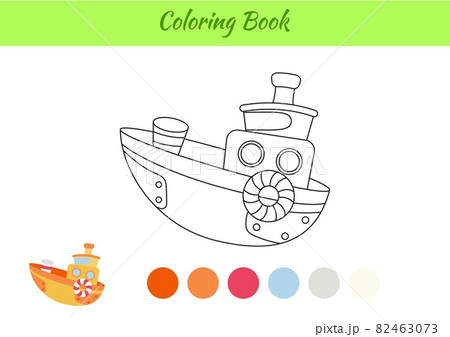 Coloring book ship for kids. Educational activity page for preschool years kids and toddlers with transport. Printable worksheet. Cartoon colorful vector illustration. Coloring book ship for kids. Educational activity page for preschool years kids and toddlers with transport. Printable worksheet. Cartoon colorful vector illustration. 82463073