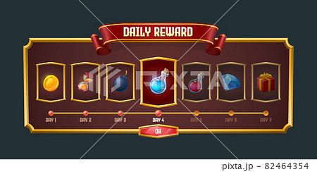 Daily game reward graphic interface, menu panel 82464354
