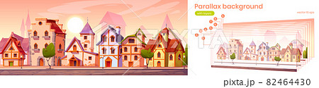 Parallax background medieval town street Parallax background medieval town street 82464430