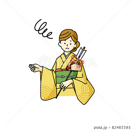 困っている着物姿の女性 82465593