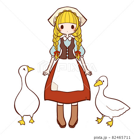 ガチョウ番の娘のイラスト素材