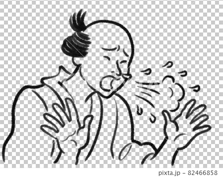 日本画タッチのくしゃみをする人物イラスト 日本画タッチのくしゃみをする人物イラスト 82466858