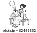 日本画タッチのお月見をする女性人物イラスト 82466862