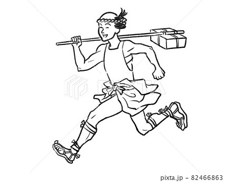 日本画タッチの飛脚の人物イラスト 日本画タッチの飛脚の人物イラスト 82466863