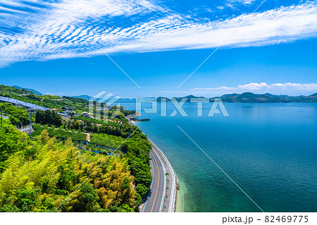 広島県》初夏の瀬戸内海の風景・しまなみ海道生口島の眺めの写真素材 [82469775] - PIXTA