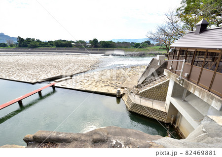 山田堰　筑後川　世界かんがい施設遺産　傾斜堰床式石張堰　福岡県朝倉市　 82469881
