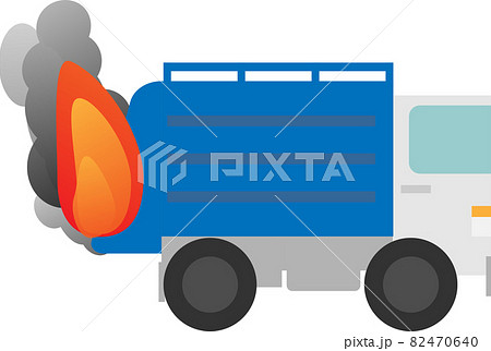 燃えているゴミ収集車　パッカー車 82470640