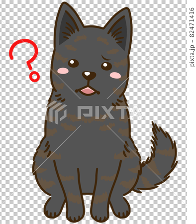 疑問に思う甲斐犬 黒虎毛 のイラスト素材