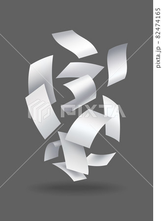 Realistic falling paper sheets. Set of flying curved leaves of paper. Vector loose soar of notes with curled edges. Fly scattered notes, empty chaotic paperwork Realistic falling paper sheets. Set of flying curved leaves of paper. Vector loose soar of notes with curled edges. Fly scattered notes, empty chaotic paperwork 82474165