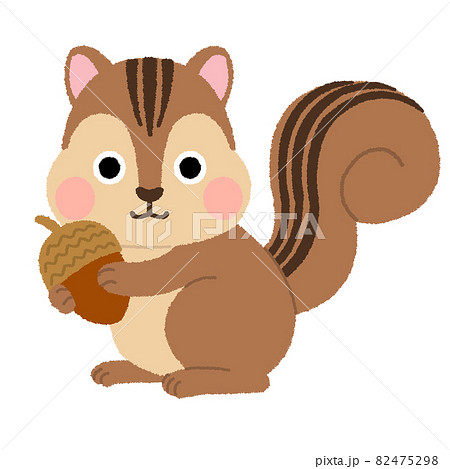 リスの絵 水彩画の赤ちゃんリスの絵 - 「赤ちゃんリス」と題されたプリント、森