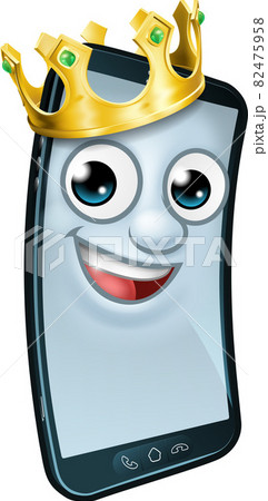 Mobile Phone King Crown Cartoon Mascot Mobile Phone King Crown Cartoon Mascot 82475958