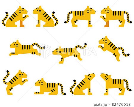 記号的な虎のイラストセットのイラスト素材