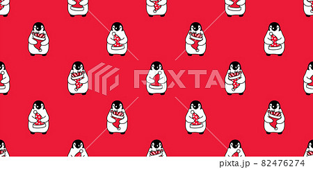 penguin seamless pattern Christmas vector Santa Claus snowflake birthday cartoon repeat wallpaper tile background gift wrapping paper illustration scarf isolated design 82476274