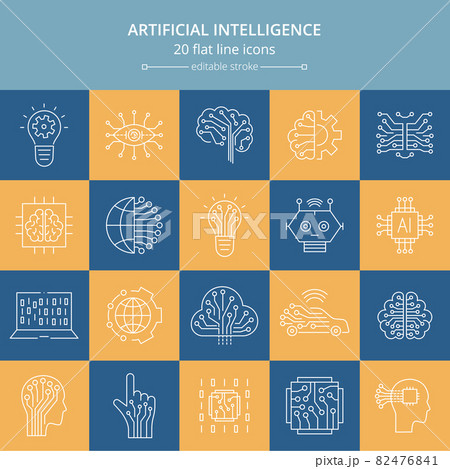 Artificial intelligence and machine learning line icon Artificial intelligence and machine learning line icon 82476841