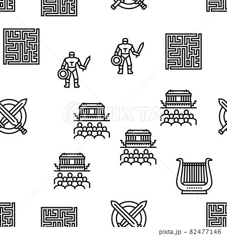 Ancient Greece Mythology History Vector Seamless Pattern 82477146