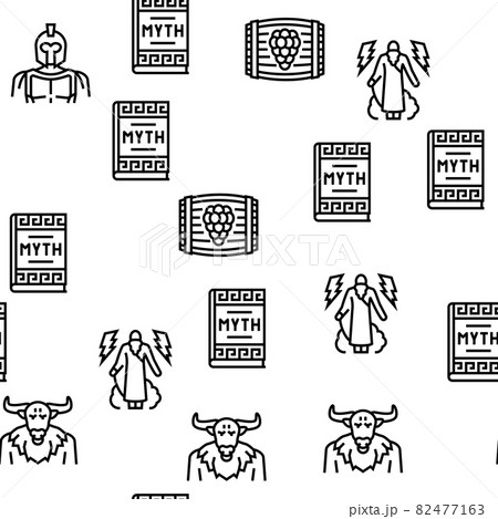 Ancient Greece Mythology History Vector Seamless Pattern 82477163