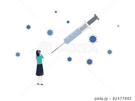新型コロナとワクチン、怖いのはどっち？のイラスト素材 82477892