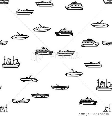 Boat Water Transportation Types Vector Seamless Pattern 82478210