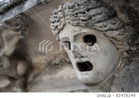 stone caryatid female on Greek temple 82478249