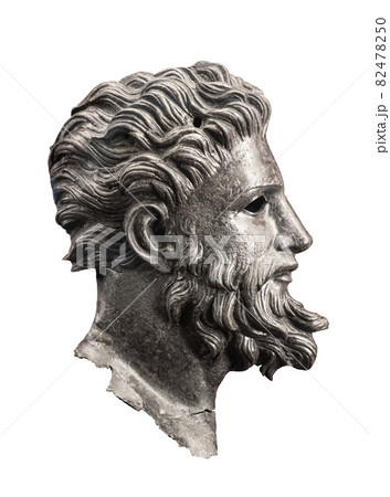ancient metallic basorelief of handsome man with beard ancient metallic basorelief of handsome man with beard 82478250