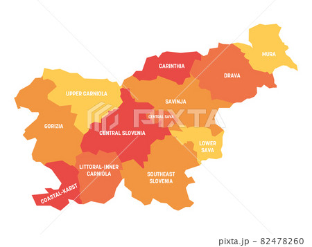 Orange political map of Slovenia....のイラスト素材 [82478260] - PIXTA